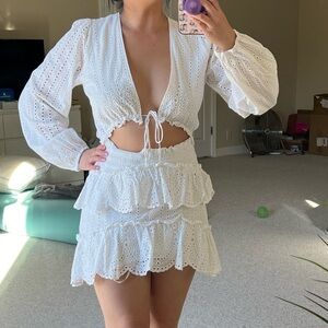 EYELIT LONG SLEEVE DRESS